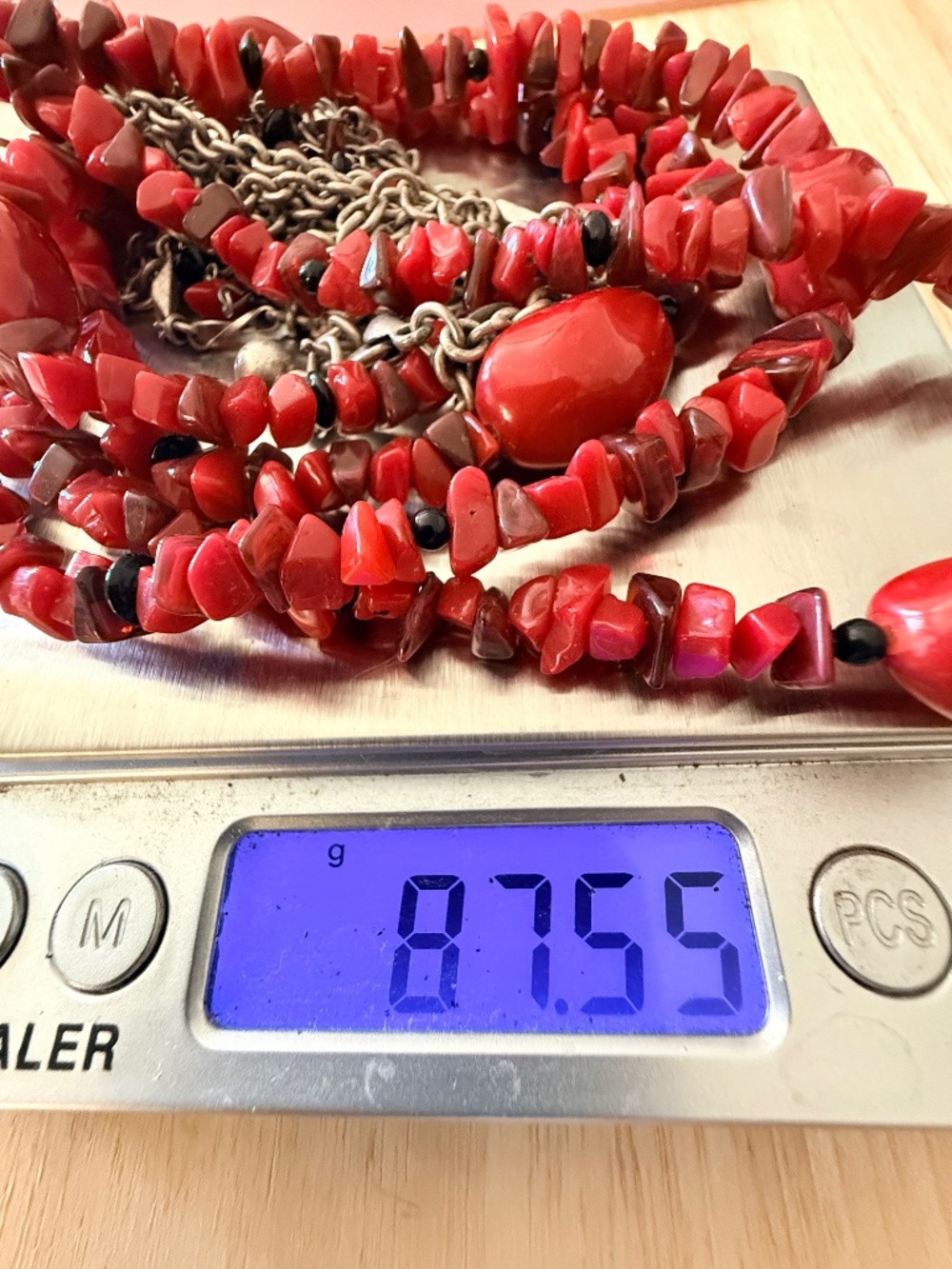 Chico's Multi-Strand Red Coral Chips Necklace - Picture 7 of 9